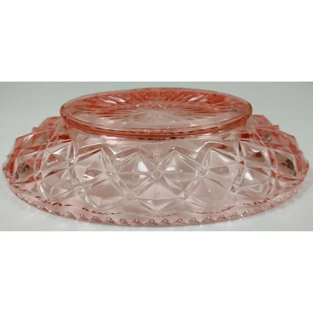 Set Of 2 Imperial Glass Pink Little Jewel Diamond Block Depression Celery Dish